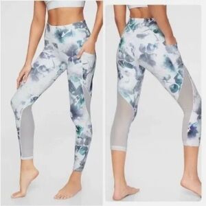 Athleta Mudra Watercolor 7/8 mesh leggings, size S